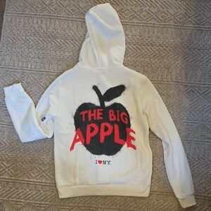 Men's White Hoodie with 'The Big Apple' Graphic